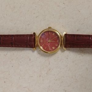 Vintage Fossil Beveled Faceted Leather Band Watch